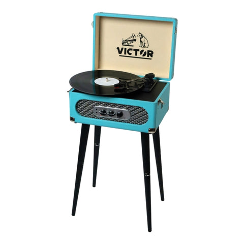 VICTOR ANDOVER 5-IN-1 MUSIC CENTER WITH CHAIR HEIGHT LEGS - TURQUOISE
