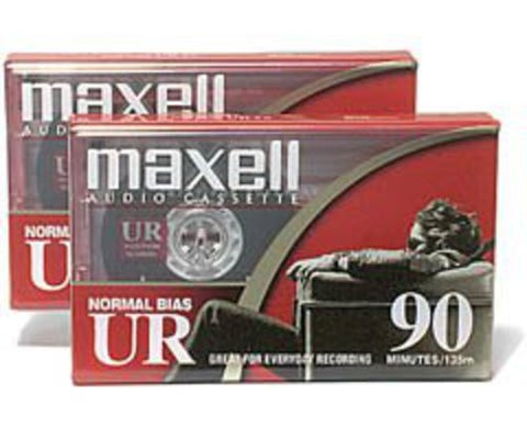 (2 Pack) Maxell 108527 UR-90 Normal Bias Audio Cassettes w/ cases