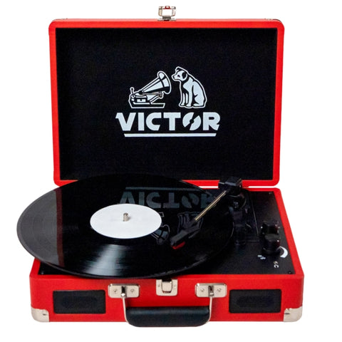 VICTOR METRO DUAL BLUETOOTH SUITCASE TURNTABLE - RED