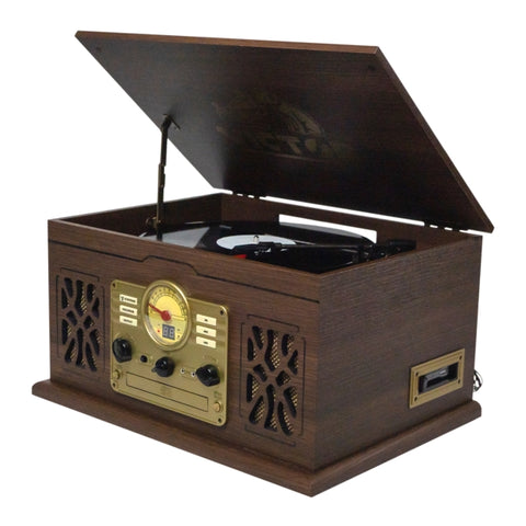 VICTOR 7-IN-1 THREE SPEED TURNTABLE WITH DUAL BLUETOOTH - ESPRESSO