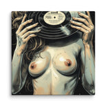 Poster / Wall Art of Sexy Girl Holding A Vinyl Record, 12x12"