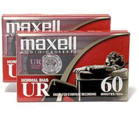 (2 Pack) Maxell 109024 UR-60 Normal Bias Audio Cassettes w/ cases