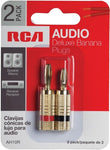 RCA AH10R Deluxe Banana Plugs Gold Platted 2 Pack (Red/Black)