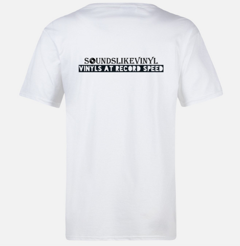SoundsLikeVinyl Standard Logo T-Shirt (White w/ Blackout)